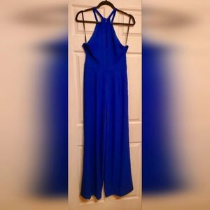 bebe Sleeveless Jumpsuit Pants Wide Leg Blue Suit Size 8